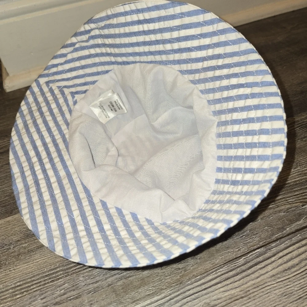 Striped Blue and White Kids Bucket Hat
